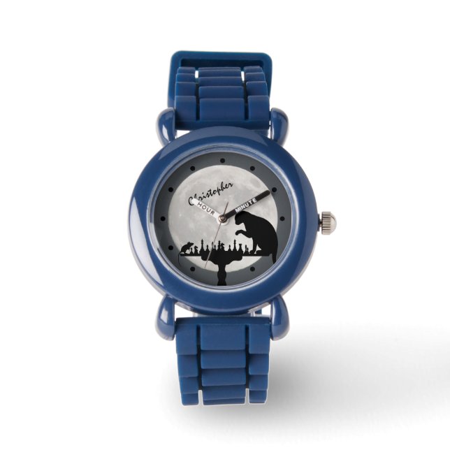 Montre Pleine lune d'échecs personnalisée Chat n Souris J (Recto)
