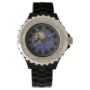 Montre Pleine lune d'Halloween et sorcière