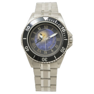 Montre Pleine lune d'Halloween et sorcière