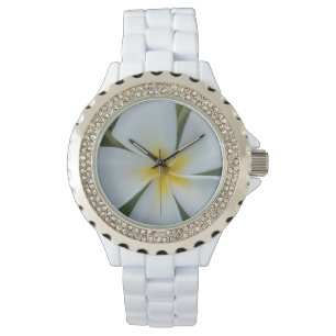 Montre Plumeria tropicale blanche de Fidji