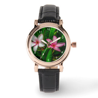 Montre Plumerias en Vidéo blanche et rose