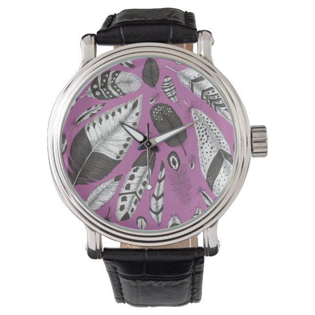 Montre Plumes motif (devant)
