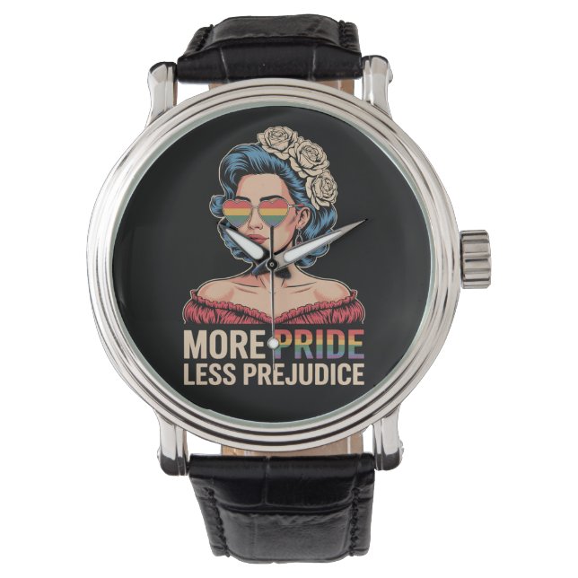 Montre Plus de fierté moins de préjugés LGBTQ Fierté Ally (devant)