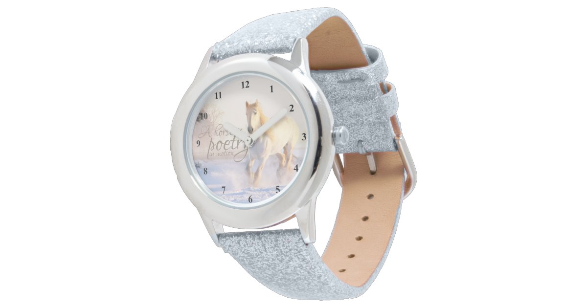 Montre Poesie De Citation De Cheval Blanc Dans La Neige Zazzle Fr