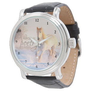 Montre Poésie de citation de cheval blanc dans la neige