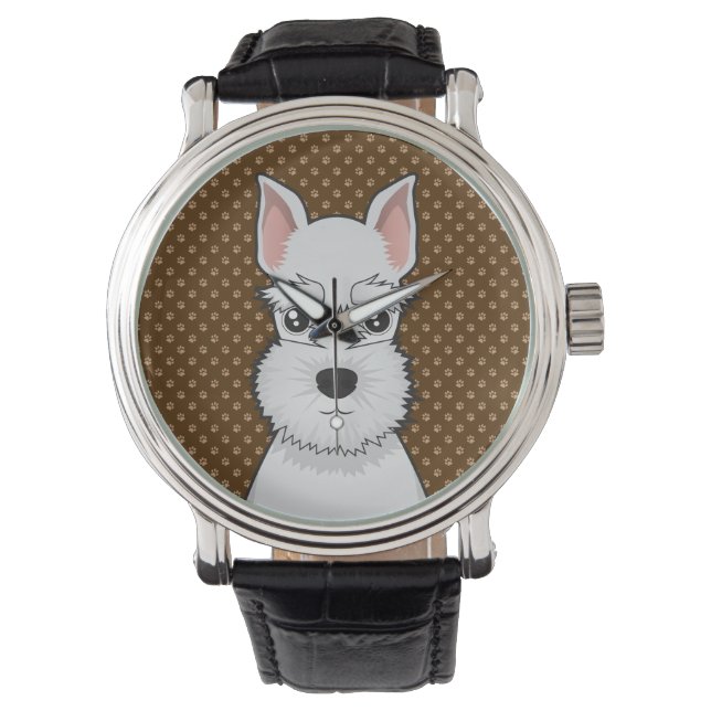 Montre Poignées de dessin de chien Schnauzer miniature (devant)