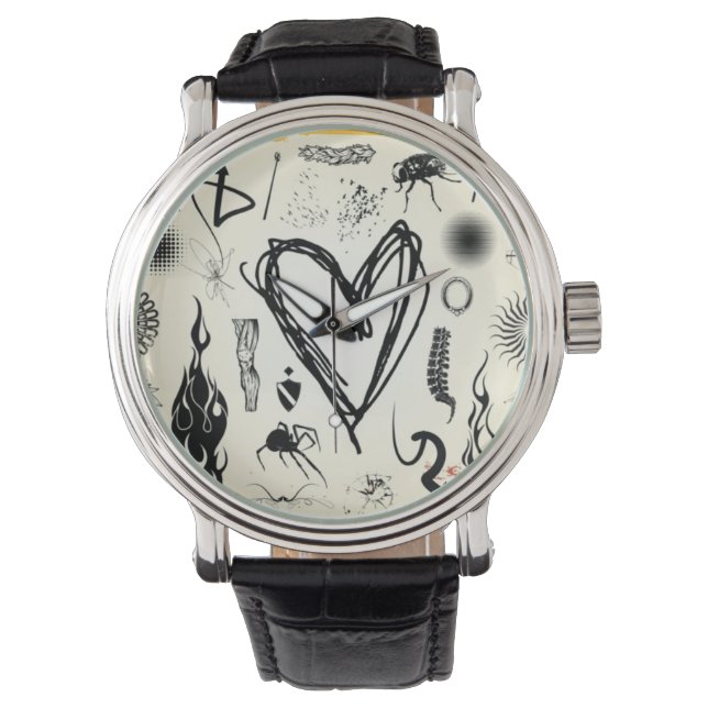 Montre poignet argent Pulse Heart - Dessin à main  (devant)