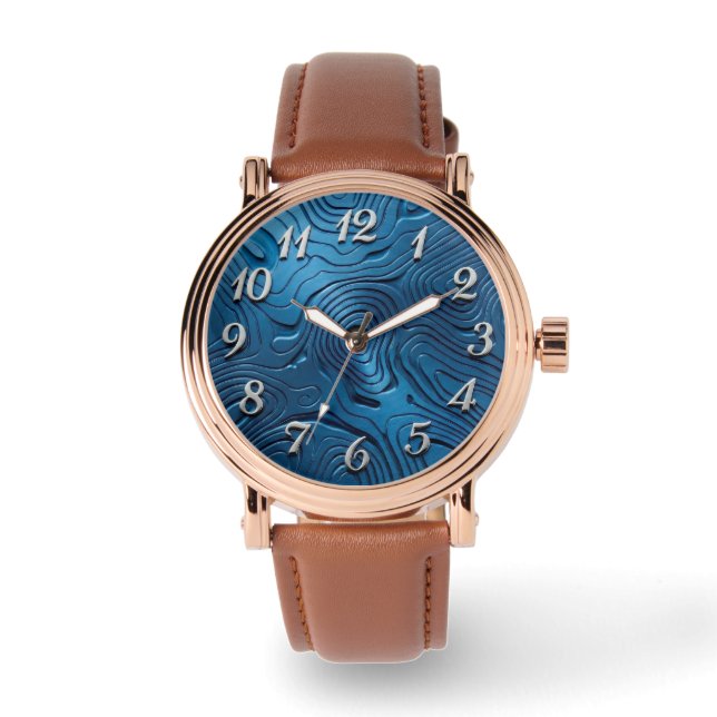 Montre poignet élégante cadran bleu (Recto)