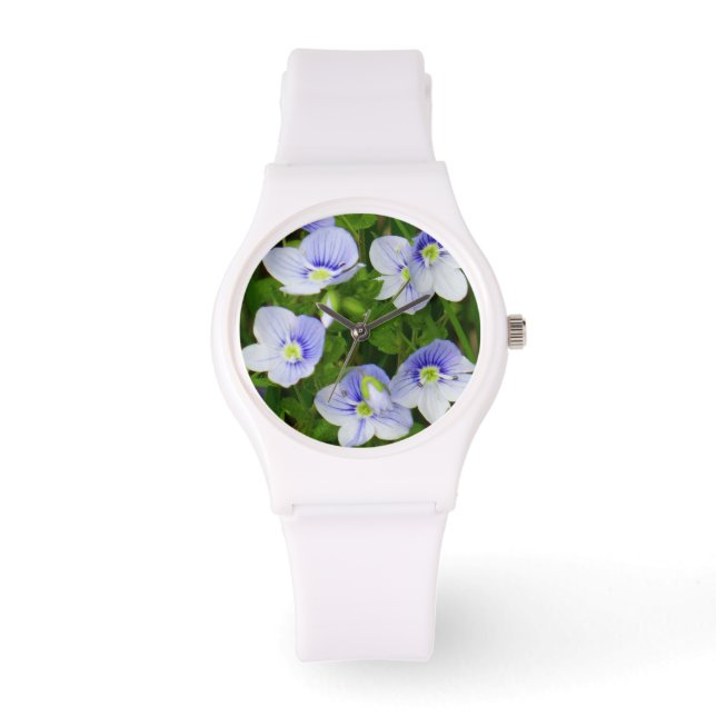 Montre poignet petites fleurs bleues (Recto)