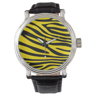 Montre Poils d'impression Zèbre (noir et jaune)