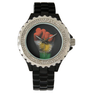 Montre Poing serré augmenté avec le drapeau kurde