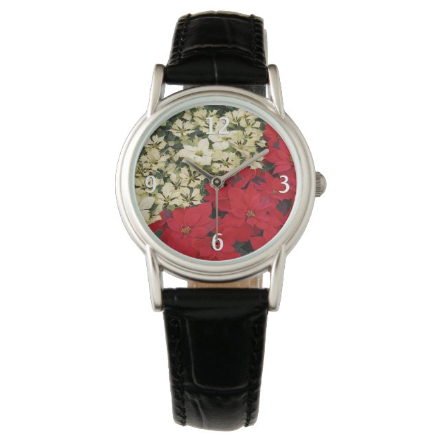Montre Poinsettias blanches et rouges I Holiday Floral (devant)