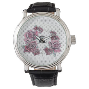 Montre Point d'aquarelle rouge pour femmes