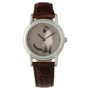 Montre Point de phoque Chat siamois sur Taupe Tan