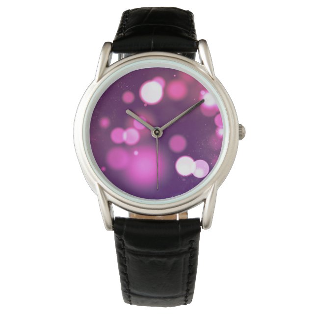 Montre Points Abstraits de conception en blanc rose/pourp (devant)