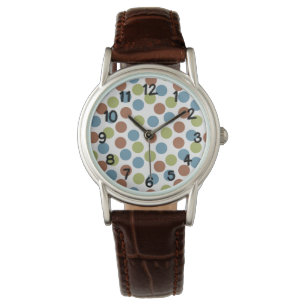 Montre Points bleus, verts et Brown