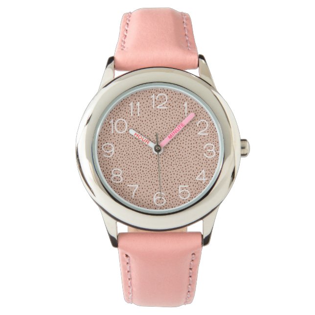 Montre Points Brown Beige & Boho Terracotta Monogramme (devant)