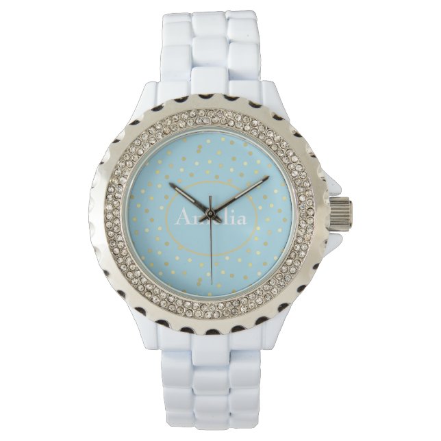 Montre Points Confetti Bleu Pastel tendance (devant)