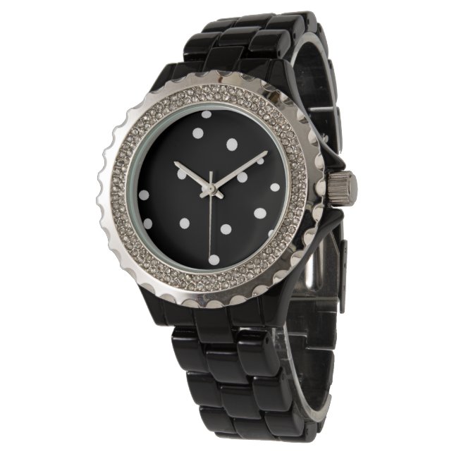 Montre Points noirs et blancs amusants (Incliné)
