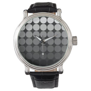Montre Points Pop Mod Cercles Gradient Gris Noir