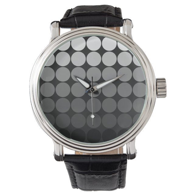 Montre Points Pop Mod Cercles Gradient Gris Noir (devant)