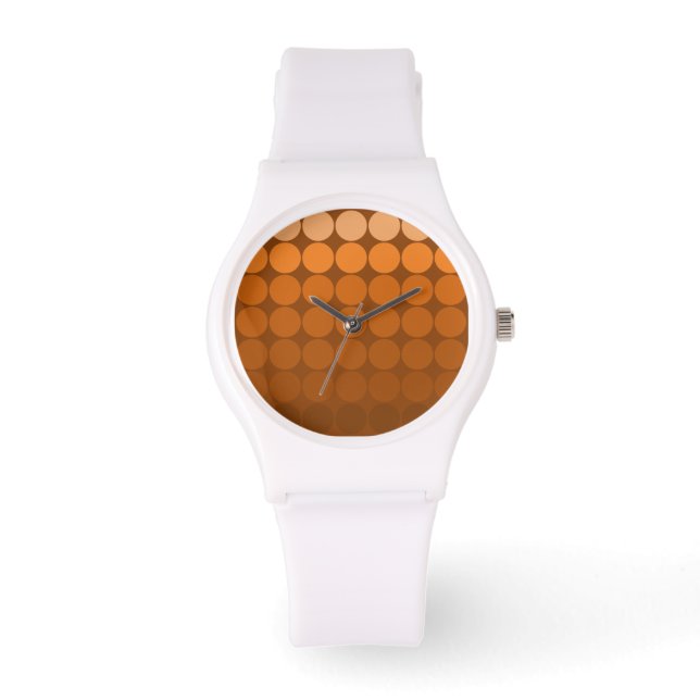 Montre Points Pop Mod Orange, Mocha, Cercles Brown de can (Recto)