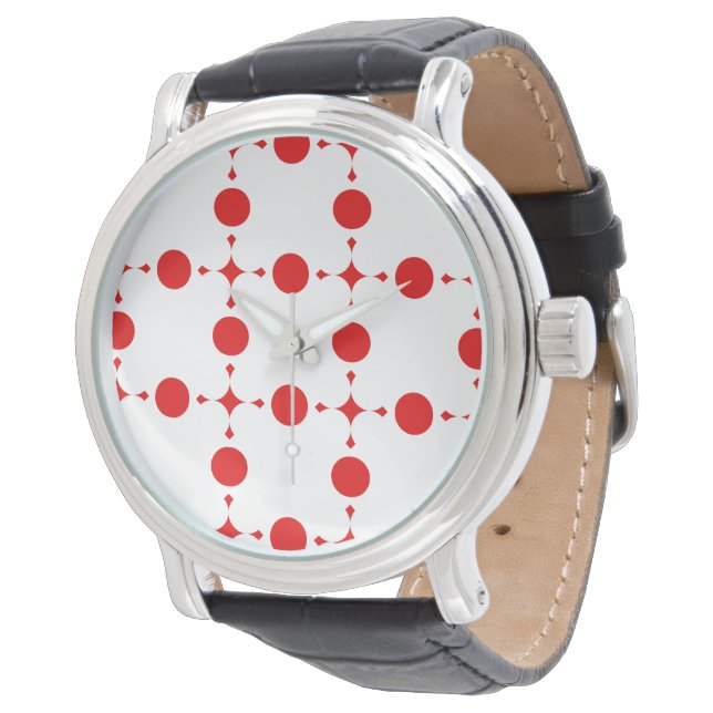 Montre Points rouges, Motif à pois, Pois, Pointillé (Incliné)