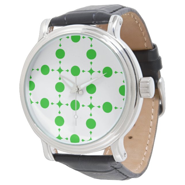 Montre Points verts, Motif à pois, Pois, Pointillé (Incliné)