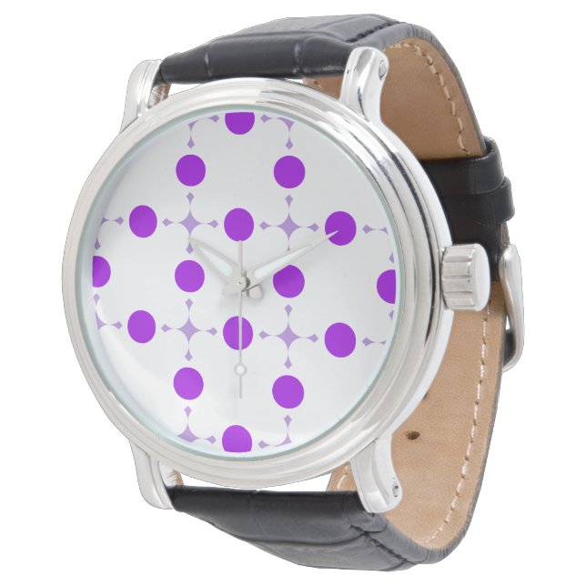Montre Points violets, Motif à pois, Points, Pointillé (Incliné)