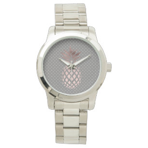 Montre pois rose d'ananas d'or de poussin élégant