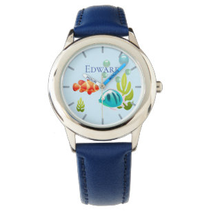 Montre Poisson coloré avec bulles et algues