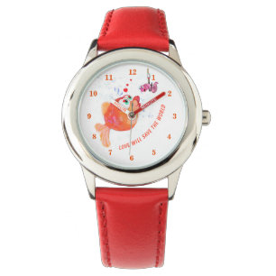 Montre Poisson et ver amusant - Texte personnalisé