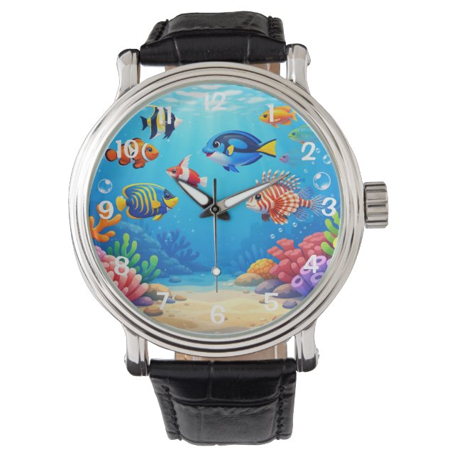 Montre Poisson tropical en boule à poissons  (devant)