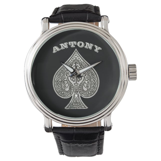 Montre Poker Artistique Rétro Ace De Pique Personnalisé (devant)