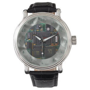 Montre Police de PCB vert en aluminium brossé simulé