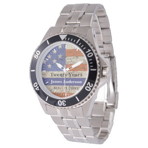 Montre Police Retraite Watch Mince Ligne Bleue Drapeau US