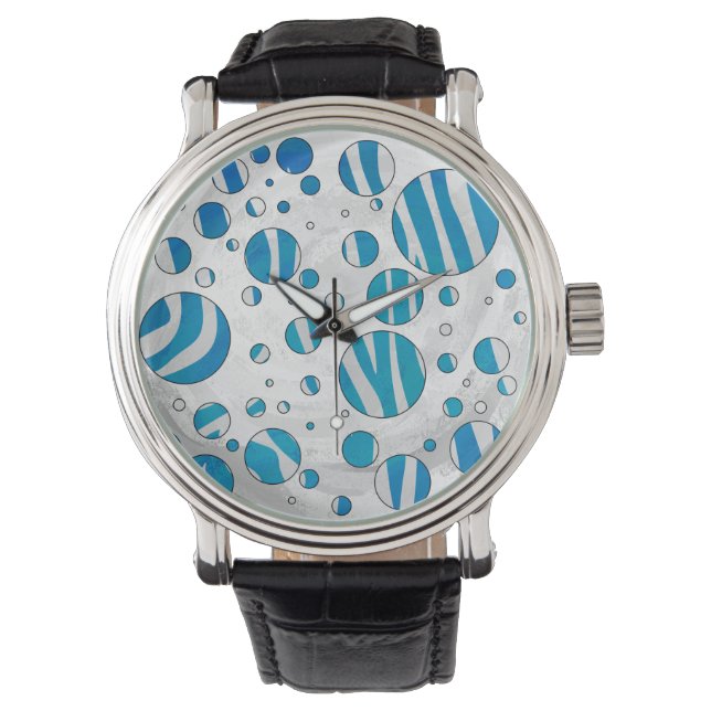 Montre Polka blanc et bleu Zebra (devant)