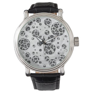 Montre Polka Dot Leopard Design noir et blanc