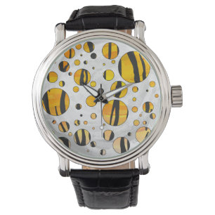 Montre Polka Dot Tiger noir et orange