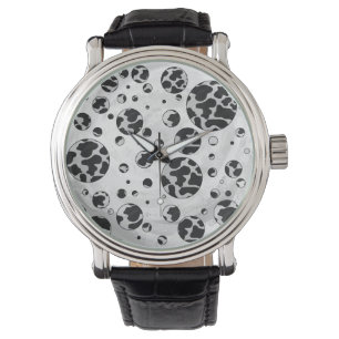Montre Polka Dot Vache noir et blanc