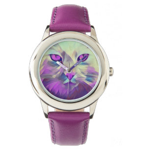 Montre Polygone rose mignon Chat Visage eWatch