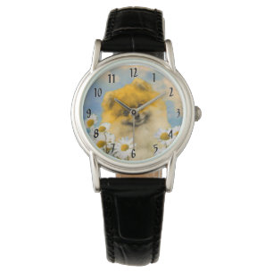 Montre Poméranien dans Daisies Peinture - Art Chien origi