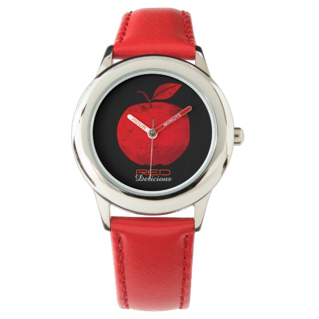 Montre Pomme Rouge Délicieux Noir Cool (devant)