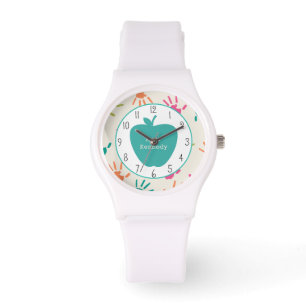 Montre Pomme Turquoise Empreintes colorées Enseignant