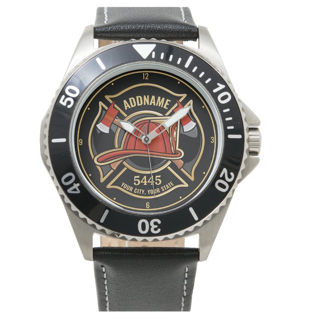 Montre Pompier AJOUTER LE NOM Insigne du service de pompi (Créateur téléchargé)