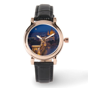 Montre Pont à chaîne et Pleine lune à la nuit