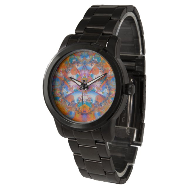 Montre Pont arc-en-ciel fractal psychédélique (Incliné)