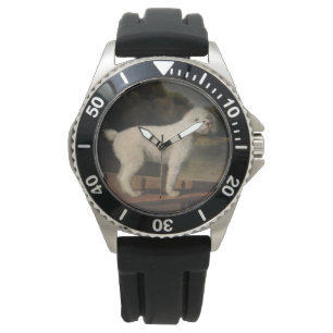 Montre Poodle blanc dans un Punt (par George Stubbs)