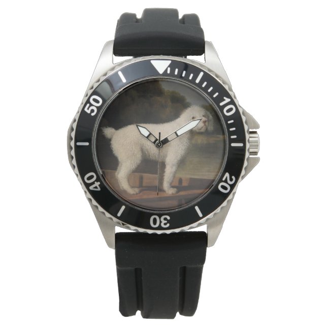 Montre Poodle blanc dans un Punt (par George Stubbs) (devant)