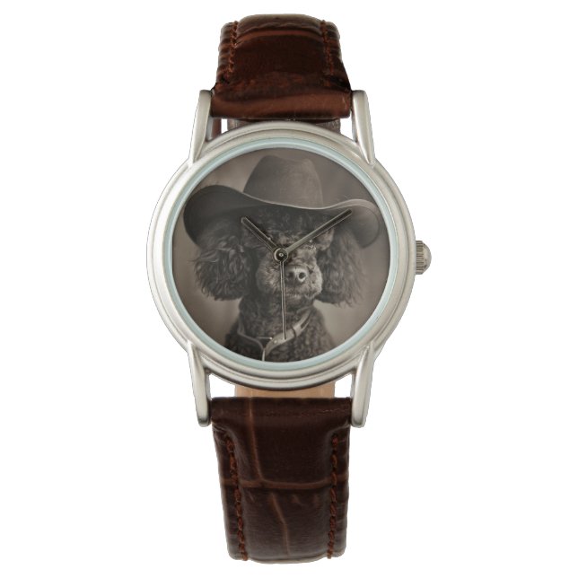 Montre Poodle noir habillé en costume d'Halloween Cowboy (devant)